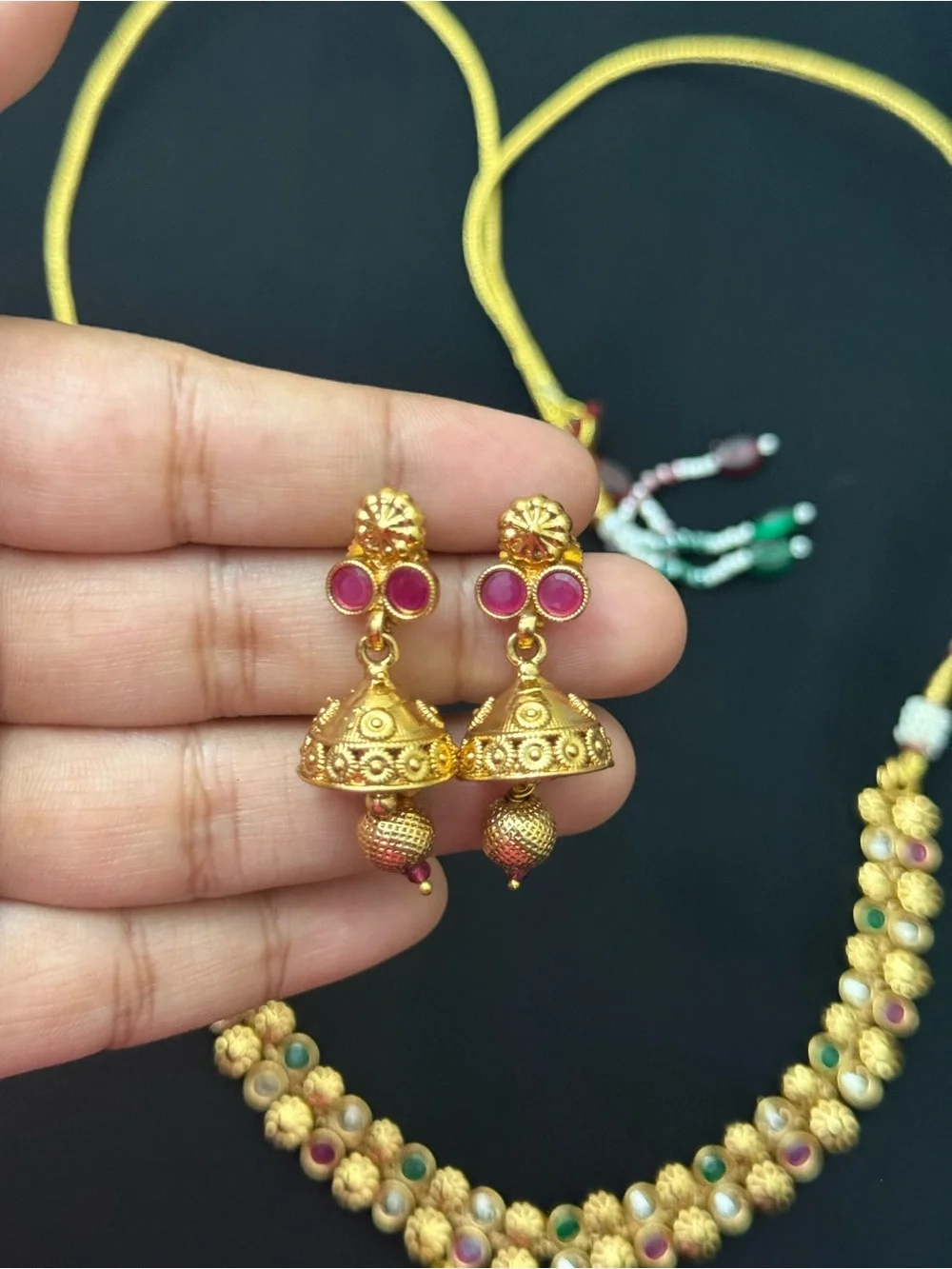 Indian Traditional Gold plated heritage necklace with earrings